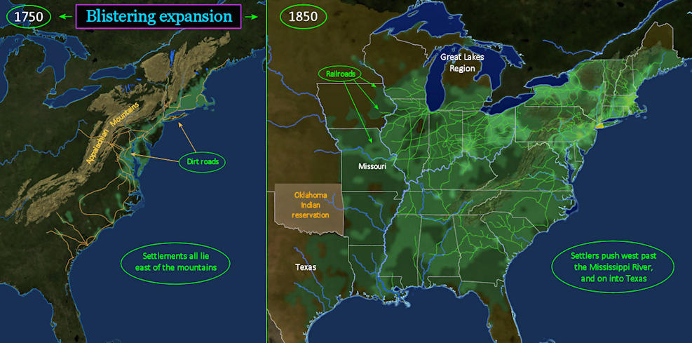 Population growth, 1750-1850 map